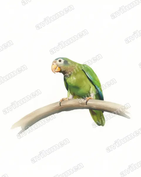Illustration Aquarelle : Amazona collaria (Amazone sasabé)