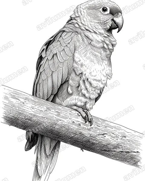 Illustration im Stil Tusche: Diademed amazon (Amazona diadema)
