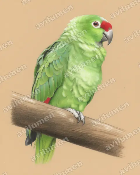 Illustration im Stil Buntstift: Diademed amazon (Amazona diadema)