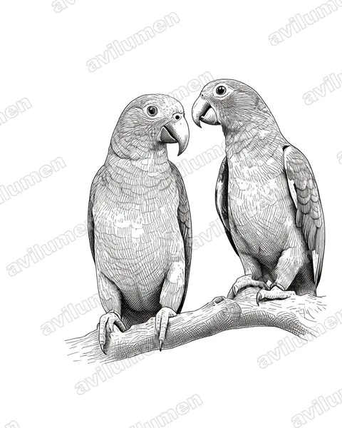 Illustration Encre : Amazona dufresniana (Amazone de Dufresne)