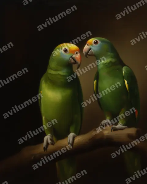 Illustration Huile : Amazona dufresniana (Amazone de Dufresne)