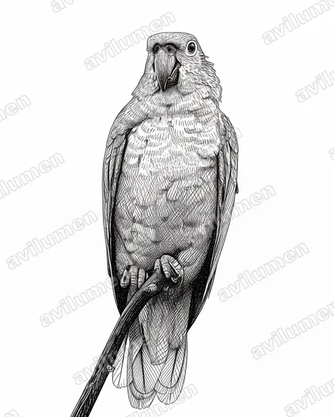 Ilustración en Tinta: Amazona farinosa (Loro verde)