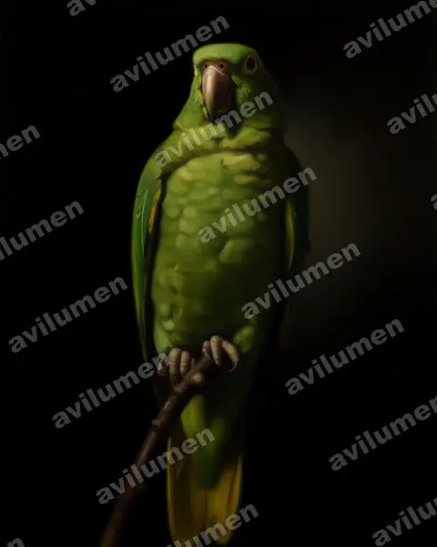 Ilustración en Óleo: Amazona farinosa (Loro verde)