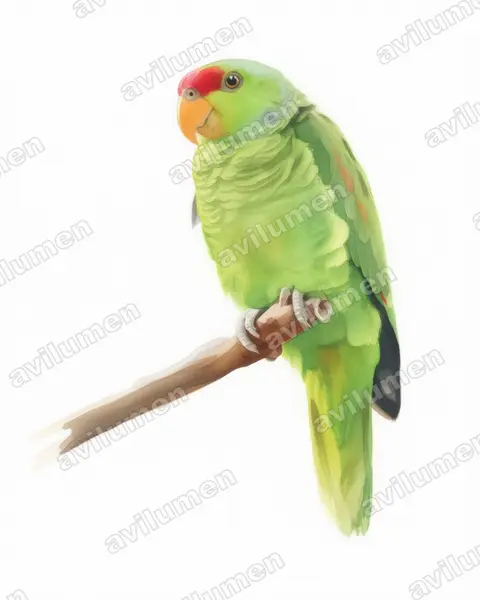 Illustration im Stil Aquarell: Blaukappenamazone (Amazona finschi)