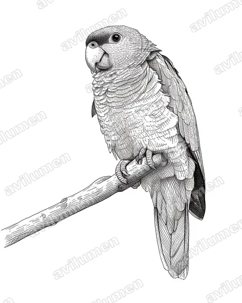 Illustration im Stil Tusche: Blaukappenamazone (Amazona finschi)