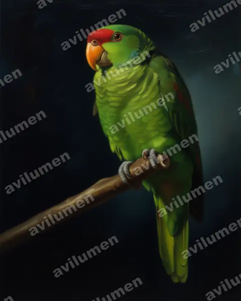 Illustration im Stil Öl: Blaukappenamazone (Amazona finschi)