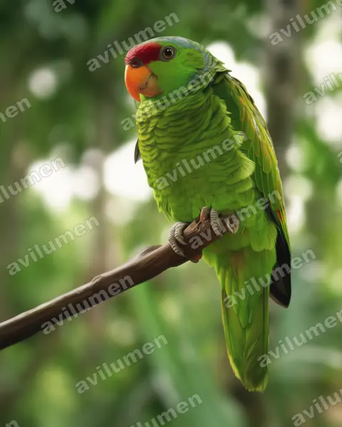 Illustration im Stil Realistisch: Blaukappenamazone (Amazona finschi)