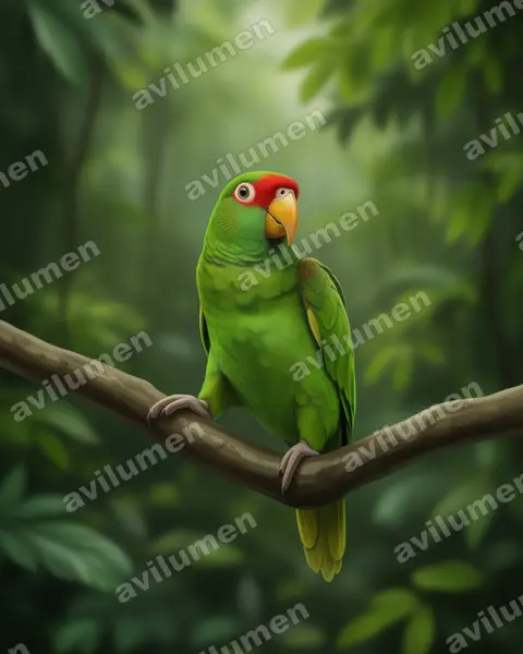Realistic illustration: Amazona gomezgarzai (Blue-winged amazon)