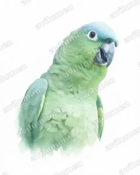 Ilustración en Acuarela: Amazona guatemalae (Amazona guatemalae)