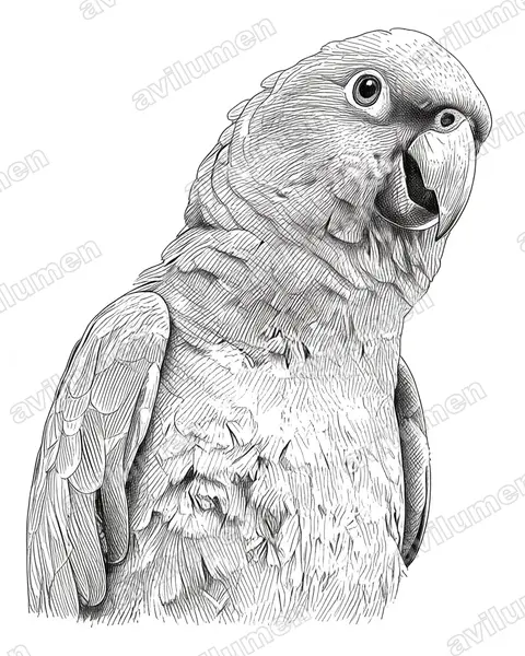 Ilustración en Tinta: Amazona guatemalae (Amazona guatemalae)