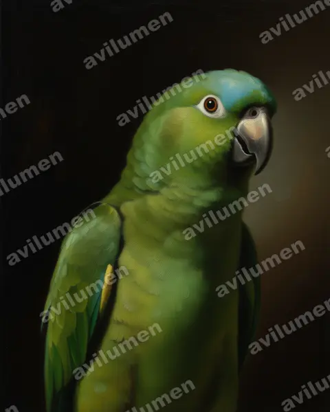 Ilustración en Óleo: Amazona guatemalae (Amazona guatemalae)