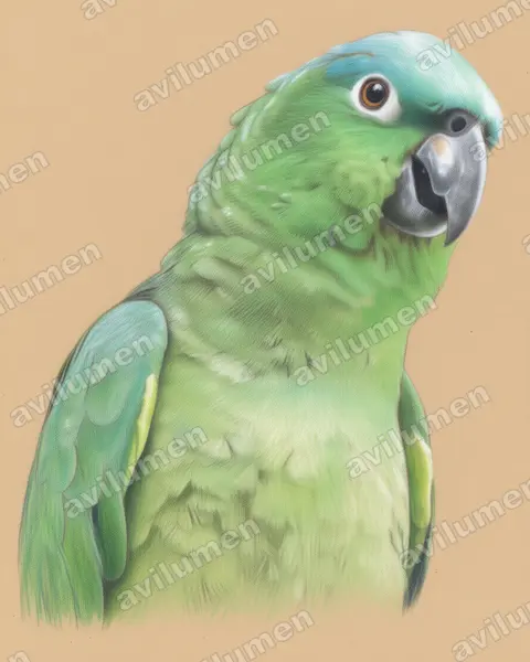 Ilustración en Lápiz de color: Amazona guatemalae (Amazona guatemalae)