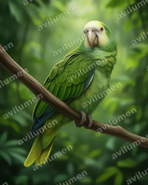 Illustration im Stil Realistisch: Königsamazone (Amazona guildingii)