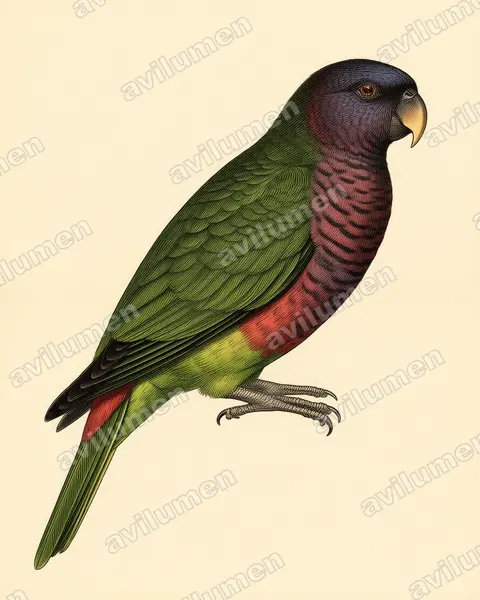 Vintage plate illustration: Amazona imperialis (Imperial Amazon)