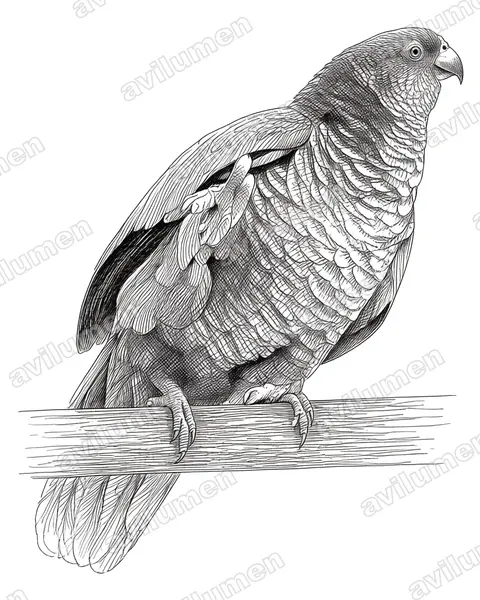 Ink illustration: Amazona imperialis (Imperial Amazon)