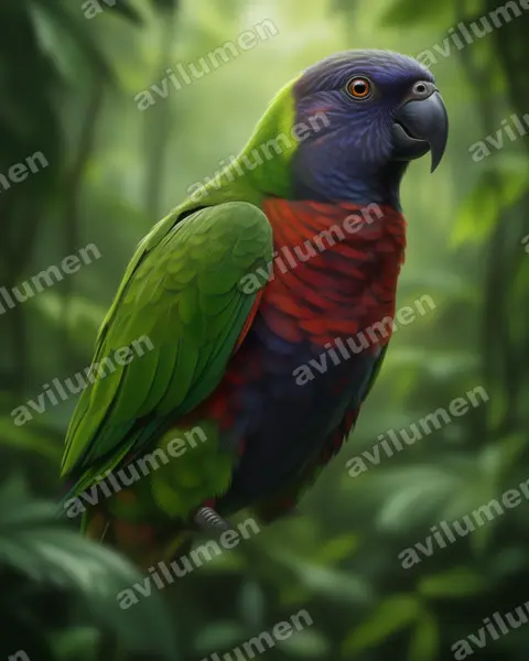 Realistic illustration: Amazona imperialis (Imperial Amazon)