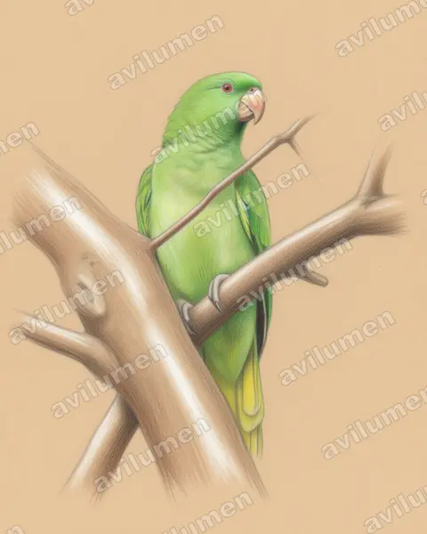 Illustration Crayon de couleur : Amazona kawalli (Amazone de Kawall)