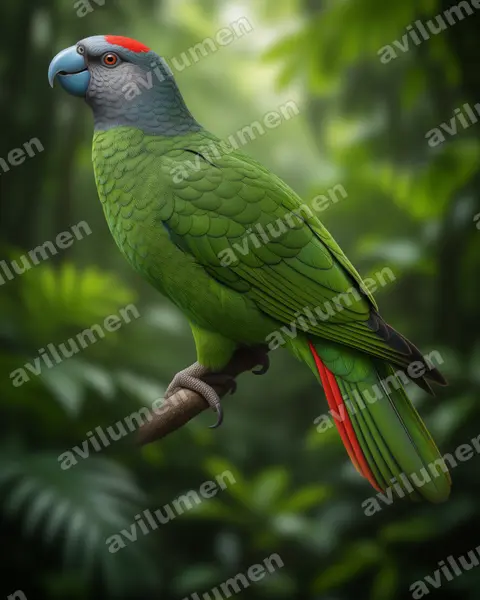 Illustration Réaliste : Amazona martinicana (Amazone de la Martinique)