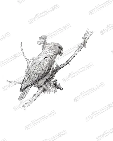 Ink illustration: Amazona mercenarius (Scaly-naped Amazon)