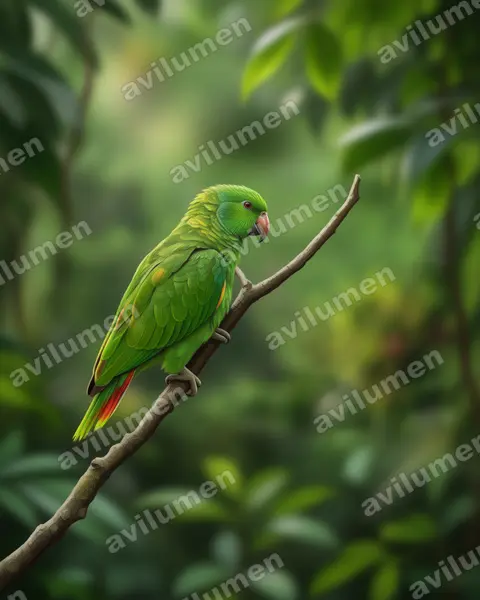 Realistic illustration: Amazona mercenarius (Scaly-naped Amazon)