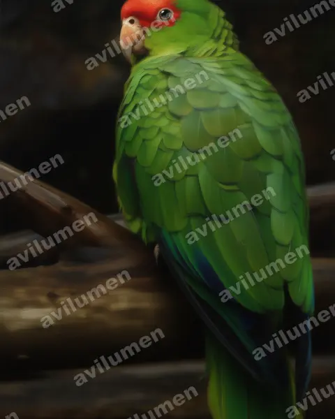 紅眼鏡亞馬遜鸚鵡（Amazona pretrei）的油画插画