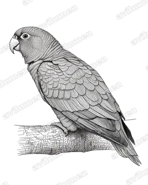 Illustration im Stil Tusche: Tucumán-Amazone (Amazona tucumana)
