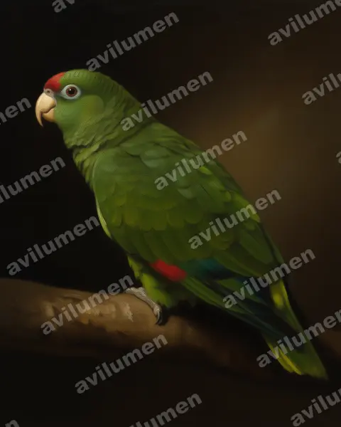 Illustration im Stil Öl: Tucumán-Amazone (Amazona tucumana)