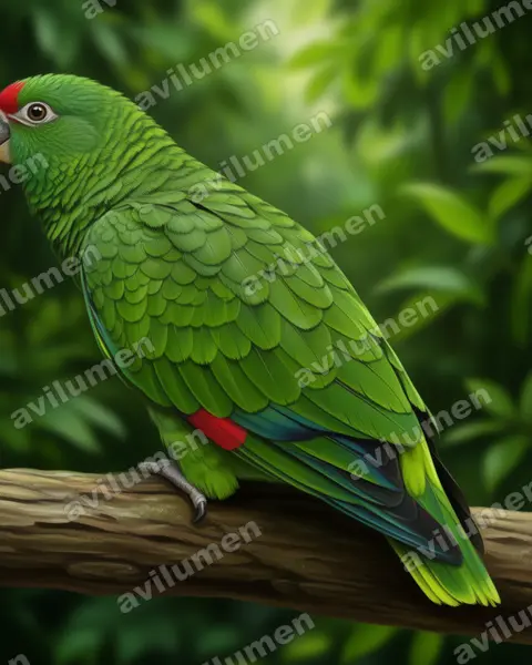 Illustration im Stil Realistisch: Tucumán-Amazone (Amazona tucumana)