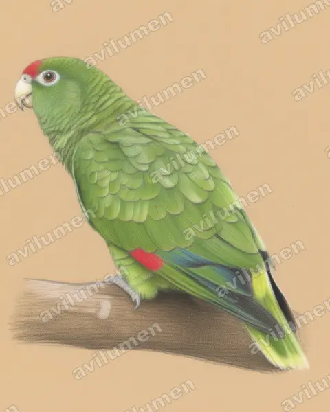 Illustration im Stil Buntstift: Tucumán-Amazone (Amazona tucumana)