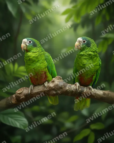亚马逊鹦鹉（Amazona ventralis）的写实插画