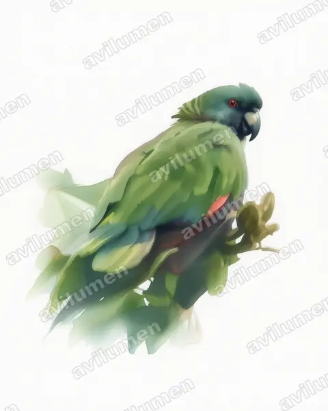 Illustration im Stil Aquarell: Blaumaskenamazone (Amazona versicolor)