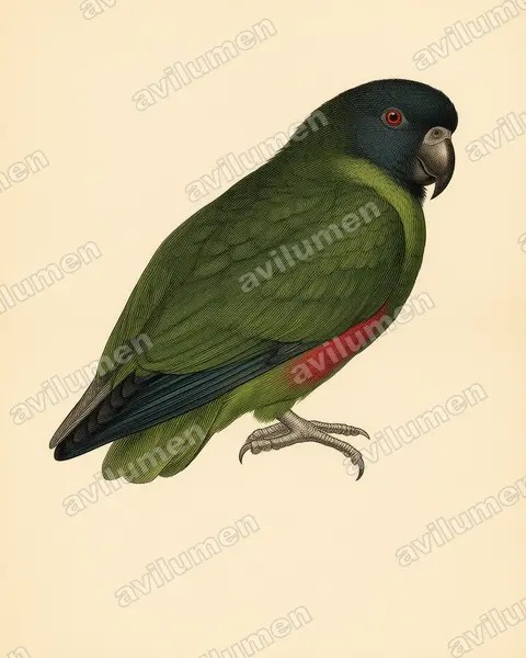 Illustration im Stil Historische Tafel: Blaumaskenamazone (Amazona versicolor)
