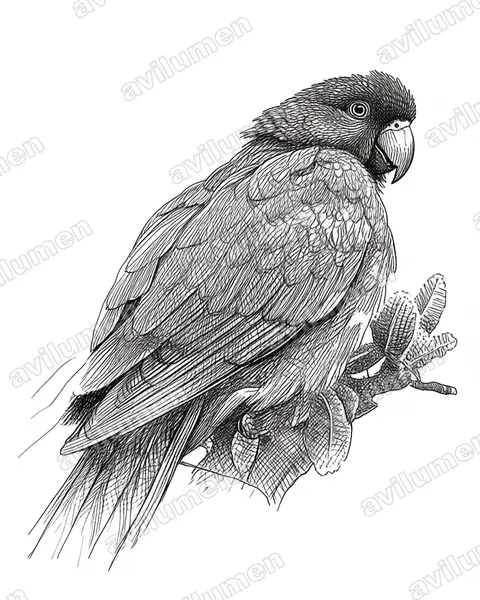 Illustration im Stil Tusche: Blaumaskenamazone (Amazona versicolor)