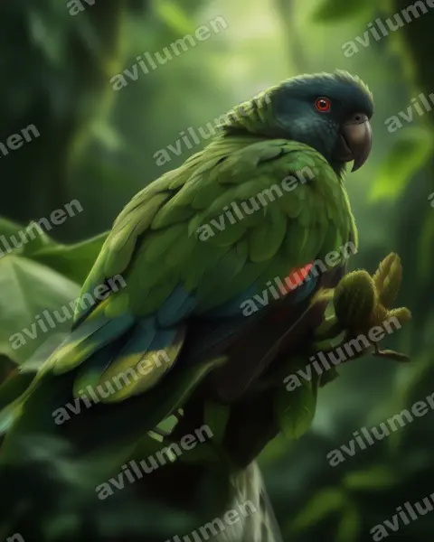 Illustration im Stil Realistisch: Blaumaskenamazone (Amazona versicolor)