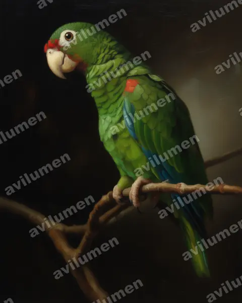 Illustration Huile : Amazona vittata (Amazone de Porto Rico)