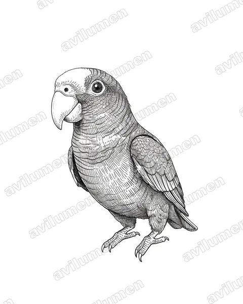Illustration im Stil Tusche: Goldzügelamazone (Amazona xantholora)