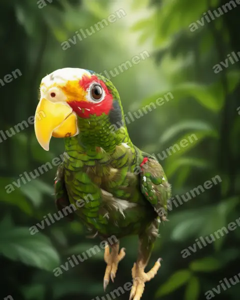 Illustration im Stil Realistisch: Goldzügelamazone (Amazona xantholora)