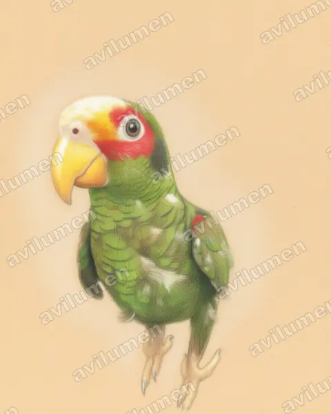 Illustration im Stil Buntstift: Goldzügelamazone (Amazona xantholora)