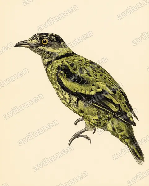 Vintage plate illustration: Ampelioides tschudii (Scaled Fruiteater)