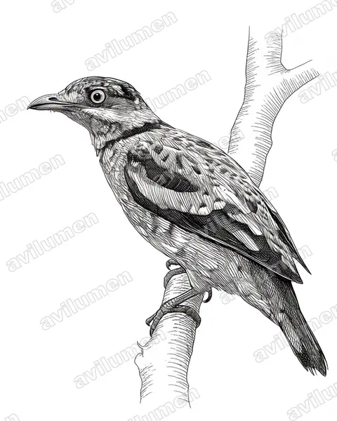 Ink illustration: Ampelioides tschudii (Scaled Fruiteater)