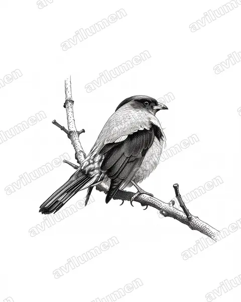 Illustration Encre : Ampelion rubrocristatus (Cotinga à huppe rouge)
