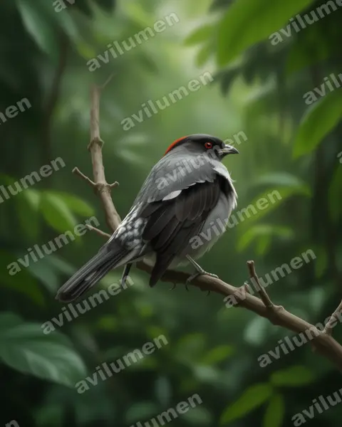 Illustration Réaliste : Ampelion rubrocristatus (Cotinga à huppe rouge)