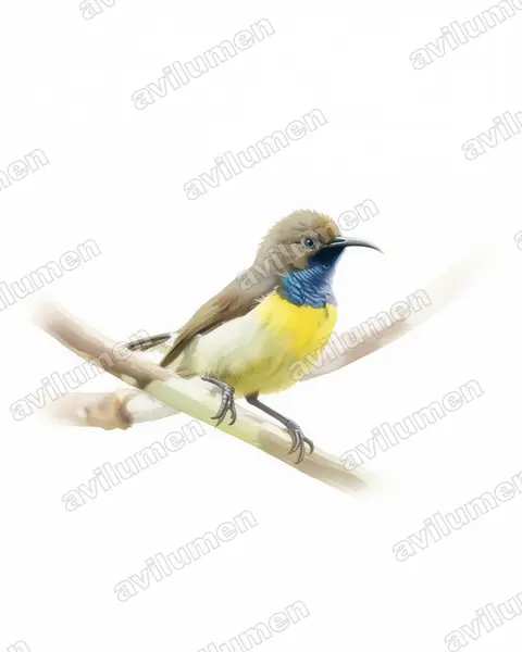 Illustration im Stil Aquarell: Gelbbrust-Nektarvogel (Anabathmis newtonii)