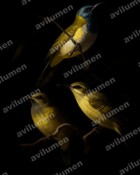 Illustration im Stil Öl: Reichenbach-Nektarvogel (Anabathmis reichenbachii)