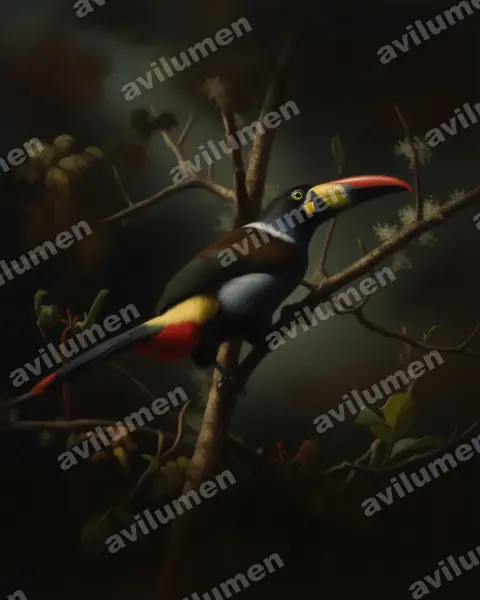 Illustration Huile : Andigena hypoglauca (Toucan bleu)