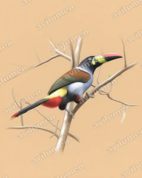 Illustration Crayon de couleur : Andigena hypoglauca (Toucan bleu)