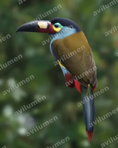 Illustration im Stil Realistisch: Leistenschnabeltukan (Andigena laminirostris)