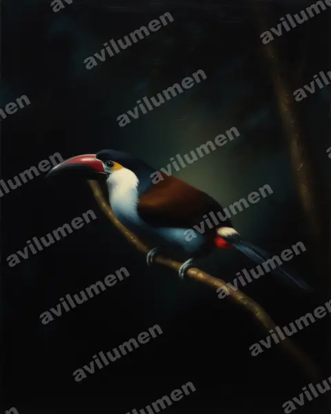 Ilustración en Óleo: Andigena nigrirostris (Tucán celeste)