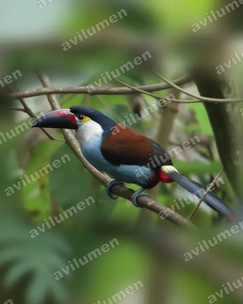 Ilustración en Realista: Andigena nigrirostris (Tucán celeste)