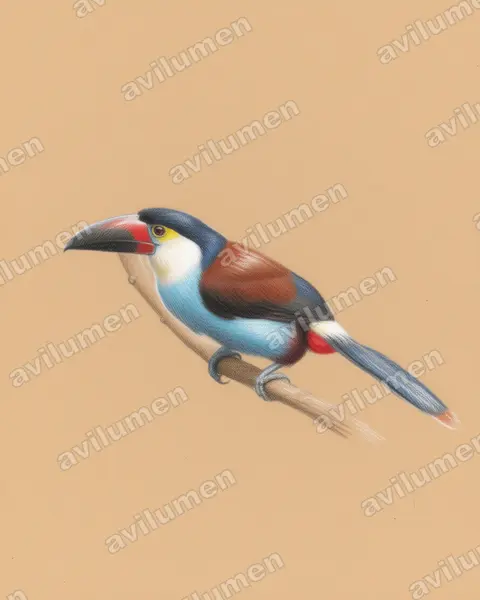Ilustración en Lápiz de color: Andigena nigrirostris (Tucán celeste)